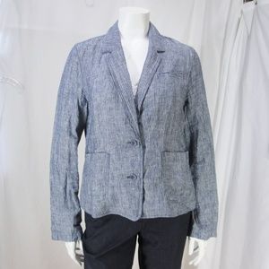 Eileen Fisher sz M Linen Striped Blazer/ Jacket